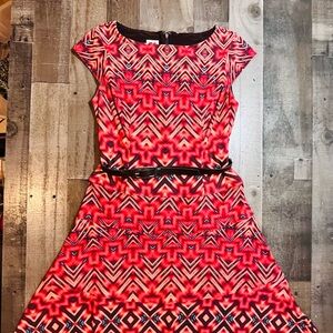 Anne Klein Red and White A-line Mini Dress